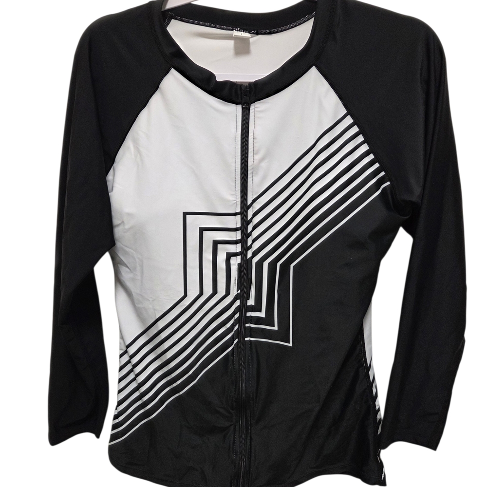 Black and White Women's Swim Top
